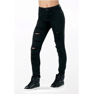 Balera Black Skinny Dance Jeans MC IC Slashed Hip Hop Tap Costume Pants